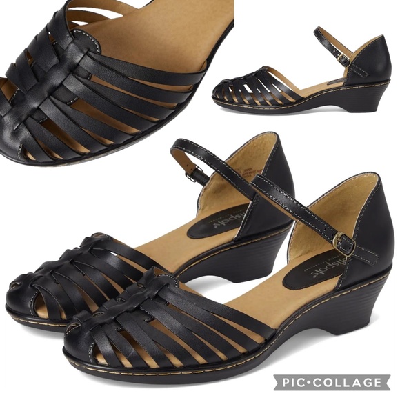 Softspots Comfortiva Tatianna Huarache Sandal Black Leather Size 7.5 - Picture 1 of 13